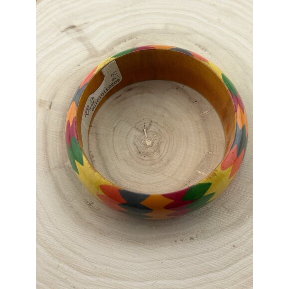 Vintage multicolored bowtie bangle Art Deco Wooden - Picture 3 of 7